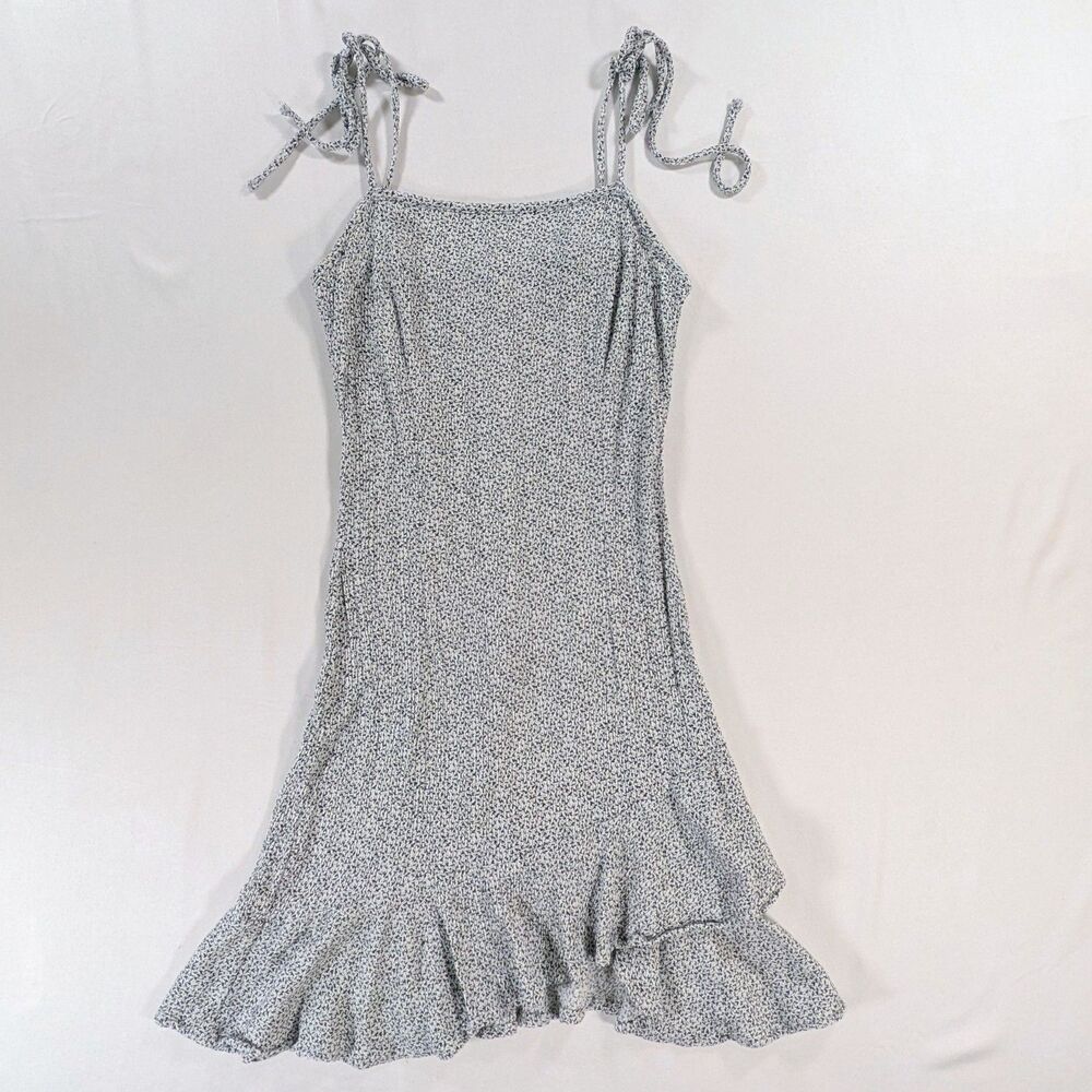 Forever 21 Women's Ditsy Floral Ruffle Mini Sundress Black White Small Fairycore